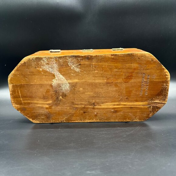 Vintage Wooden Jewelry Box Mirror Blue Lining McGraw Box Co USA Retro Cedar READ - Picture 6 of 15